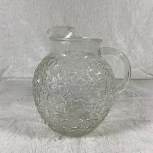 Vintage Anchor Hocking Clear Lido Milano Glass Pitcher Mid Century Modern